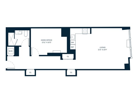 Floor plan for studio, 1 bath, 920 sqft